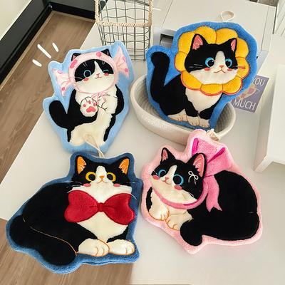 Hängestil, Verdickt, Haustier Katze Muster, Super Saugfähig, Niedlicher Cartoon, Handtuch, Korallenfleece, Küche und Badezimmer