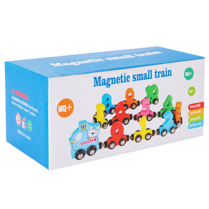 Magnetic Number Small Train Children Alphanumeric Addition And Subtraction Cognitive Early Education Puzzle Wooden Building Block Toy
