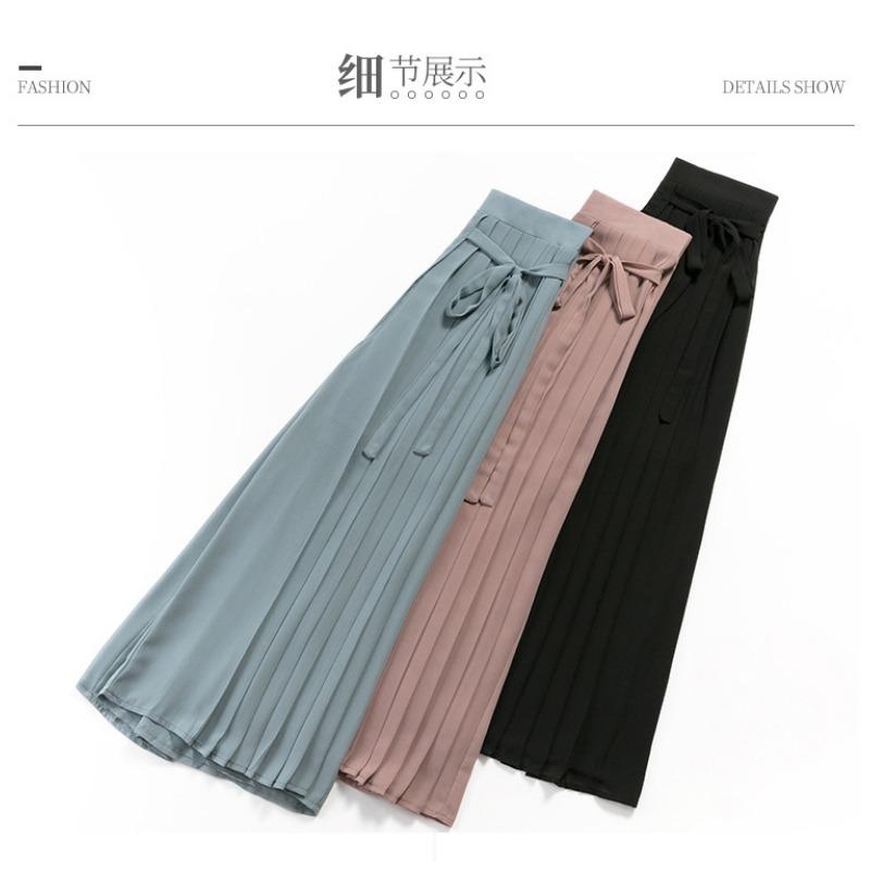 Spring New Chiffon Trousers Large Size Elastic Waist Casual Pants Lace-up Mesh Trousers Skirts Women's Clothing