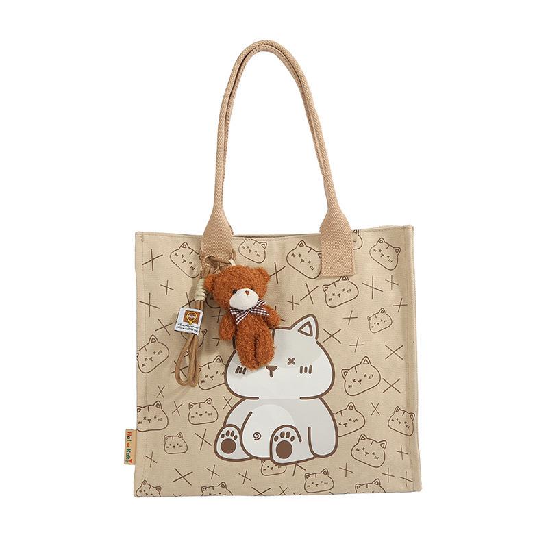 Korean Lazy Style Large Canvas Tote Bag - Fashionable, Versatile, High-End Women's Commuter Shoulder Bag