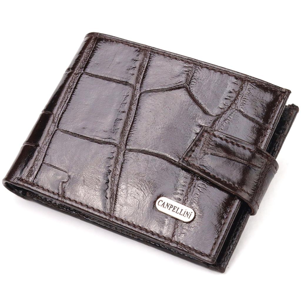 Reliable Men's Wallet Made of Genuine Textured Leather CANPELLINI Purse 21516 Brown