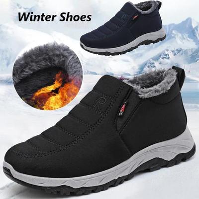 Kış erkek peluş sıcak ayakkabı rahat pamuklu ayakkabılar rahat düz pamuklu çizmeler üzerinde kayma adam günlük eğlence yürüyüş ayakkabısı