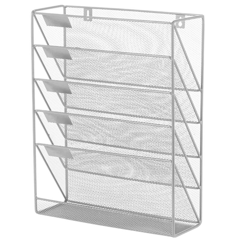 Wall Hanging File Holder Document Organiser 6 Tiered Mesh Wall Mounted Document Holder Magazine Storage Rack In Tray