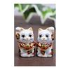 Kutani Ware Chibi Lucky Cat Golden Calico Pair gold-mike-F