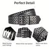 Women Belt  Fashion Square Beads, Willow Nails, Three Exhaust Eyes, Punk Street Cool, Personalized Men's and Women's Belts