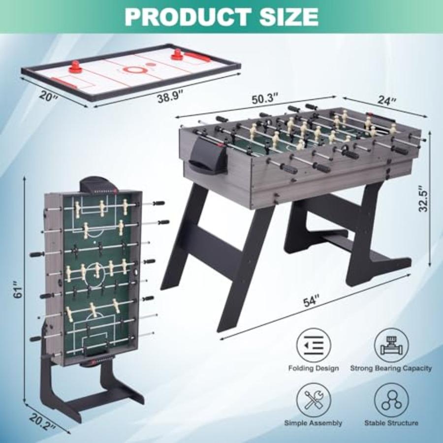

Foldable 54 4in1 Multi Game Table Set Combining Ping Pong Hockey Pool Billiards and Foosball Ideal for Adults Home Entertainmen United States