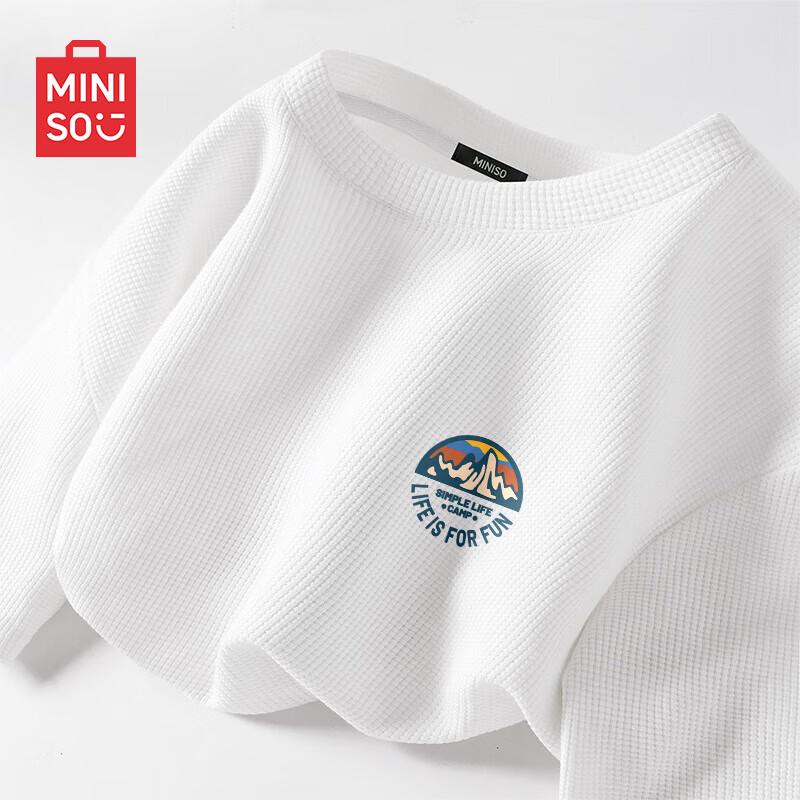 MINISO Men's Waffle Knit Heavyweight Casual T-Shirt