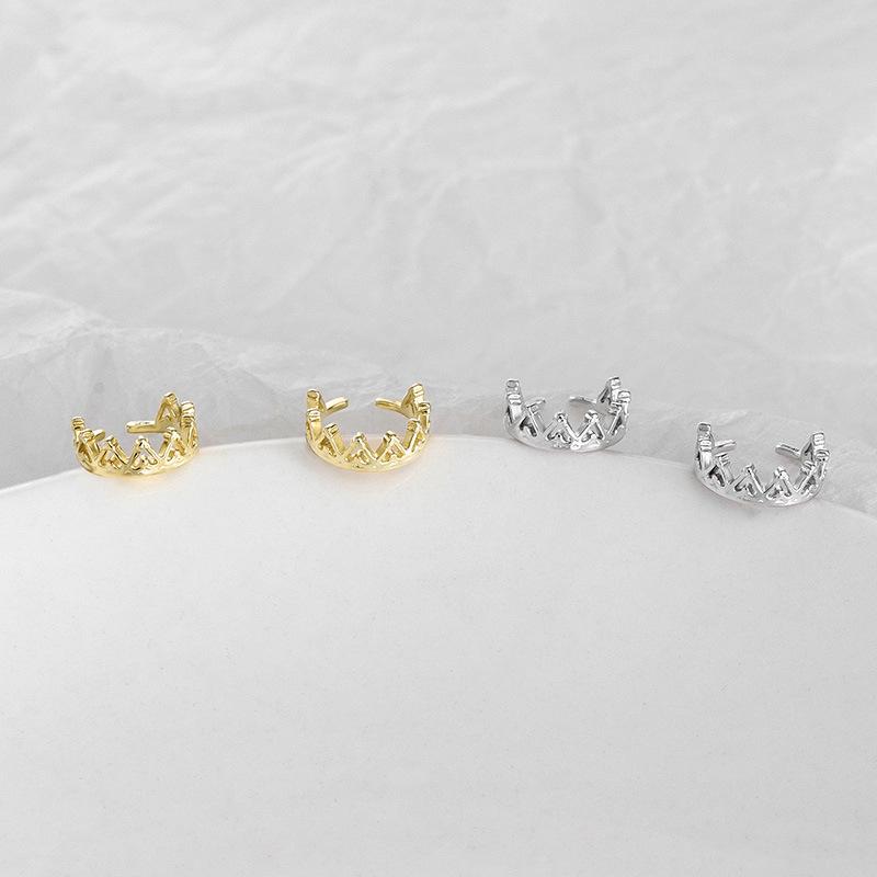 Banyan Tree S925 Silver Crown Ear Clip - No Piercing, Trendy Cold French Style for Women