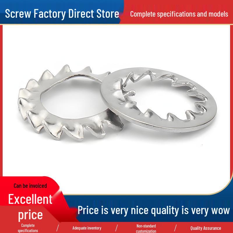 304 Stainless Steel Serrated Anti-slip Lock Washer with Inner and Outer Teeth External Teeth M3 (100 pcs)