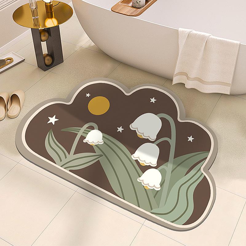 Ins Bathroom Floor Mat Bathroom Water Absorption Quick Drying Dirt Resistant Anti Slip Diatom Mud Soft Pad Foot Pad