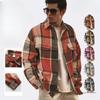 Men's Lapel Checkered Shirt Retro Brushed Casual Long-sleeved Jacket