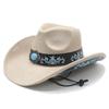 Elegante e Raffinato Cappello da Cowboy Western, Perfetto per Vacanze e Viaggi, Stile Etnico, Cappello Ricamato Jazz Tibetano