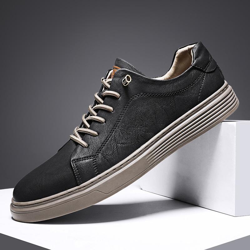 Summer new breathable all-match flat baseplate shoes men's leather casual shoes gouging men's shoes