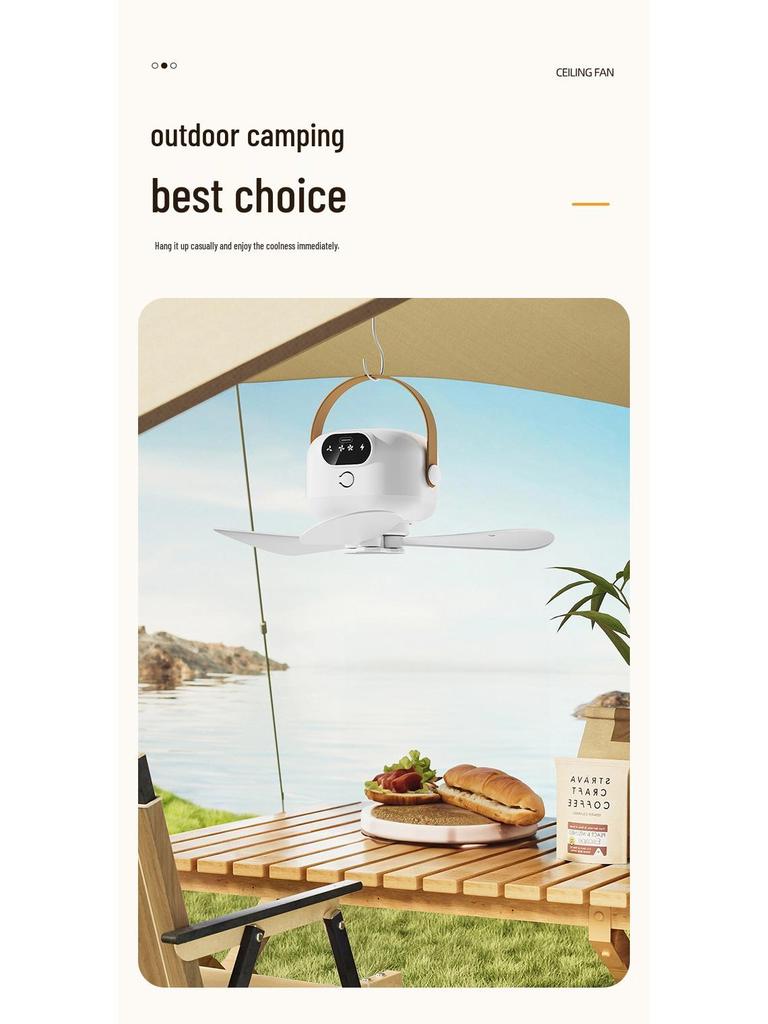 USB Rechargeable Ceiling Fan with Night Light & Remote Control for Dorms and Small Spaces