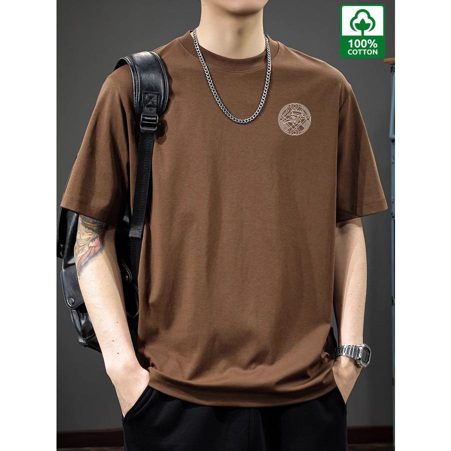 100% Cotton Printed Men's T-shirt, Simple and Comfortable Printed Casual T-shirt