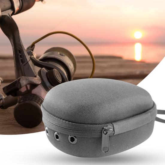 Fishing Reel Bag with Drain Hole Zipper Closure Waterproof Drum/Spinning/Raft Reel Fishing Pouch Bag for Camping