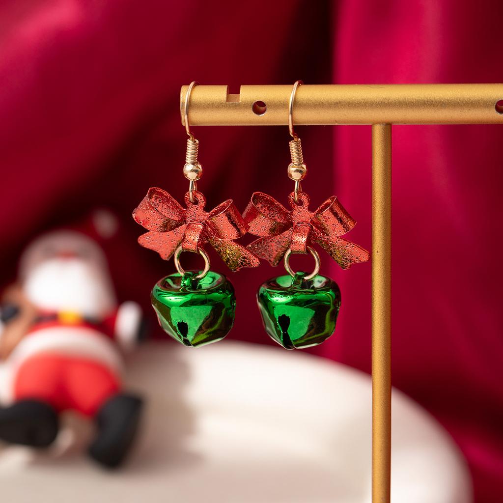 Christmas Bell Bow Earrings Fashion Creative Design Holiday Festive Jewelry for Women Girls