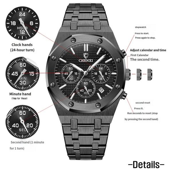 Cogot Men's Watch Brand Steel Band Luminous Quartz Men's Watch Men's Top Quality WatchR-89,Korean Popular Watches