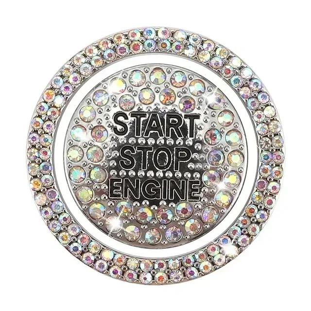 Car One-click Start Button Interior Engine Ignition Start Stop Button Protective Cover Crystal Decoration Car Accessories Amagi