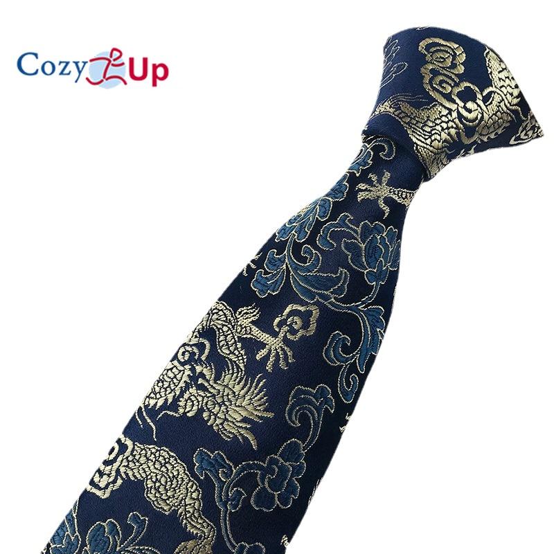 Cozy Up Men Tie Groom Best Man Chinese Dragon Pattern Casual and Fashionable 146x8x3.5cm