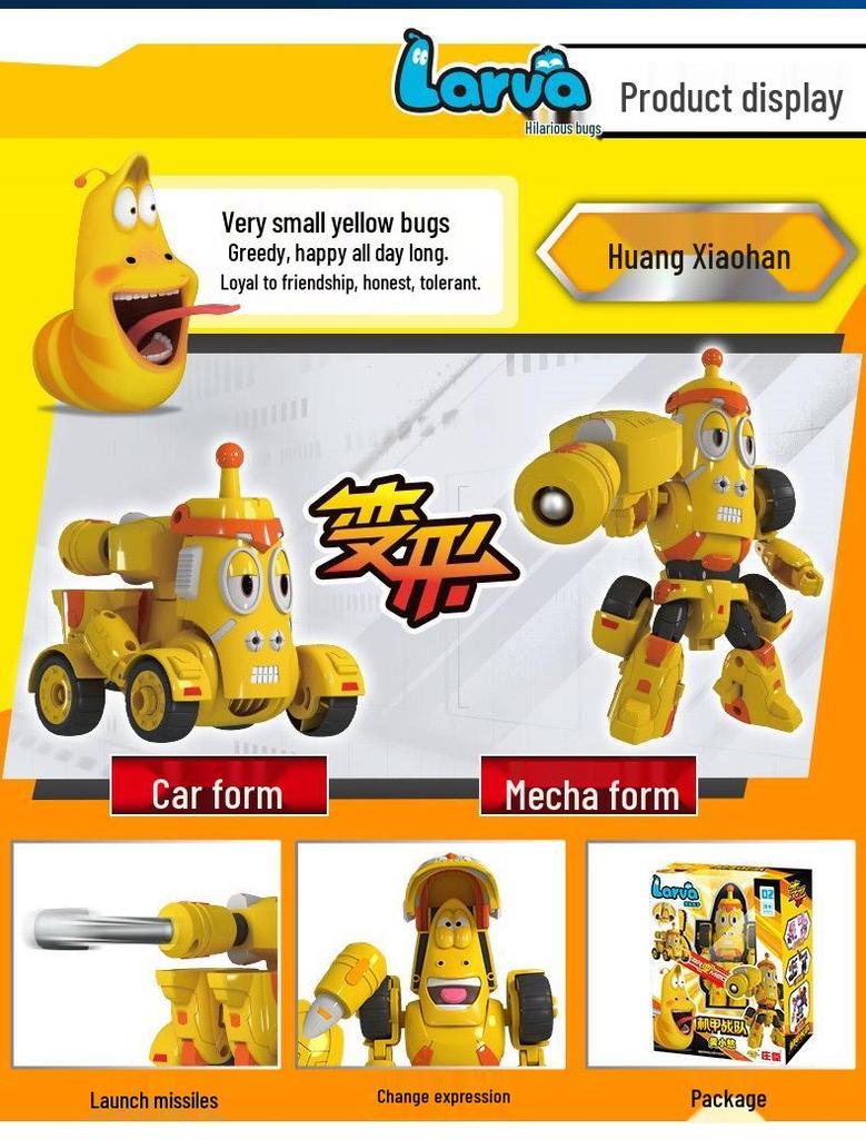 Laughing Larva Toys: Mecha Team Transforming Car-Robot Set for Boys