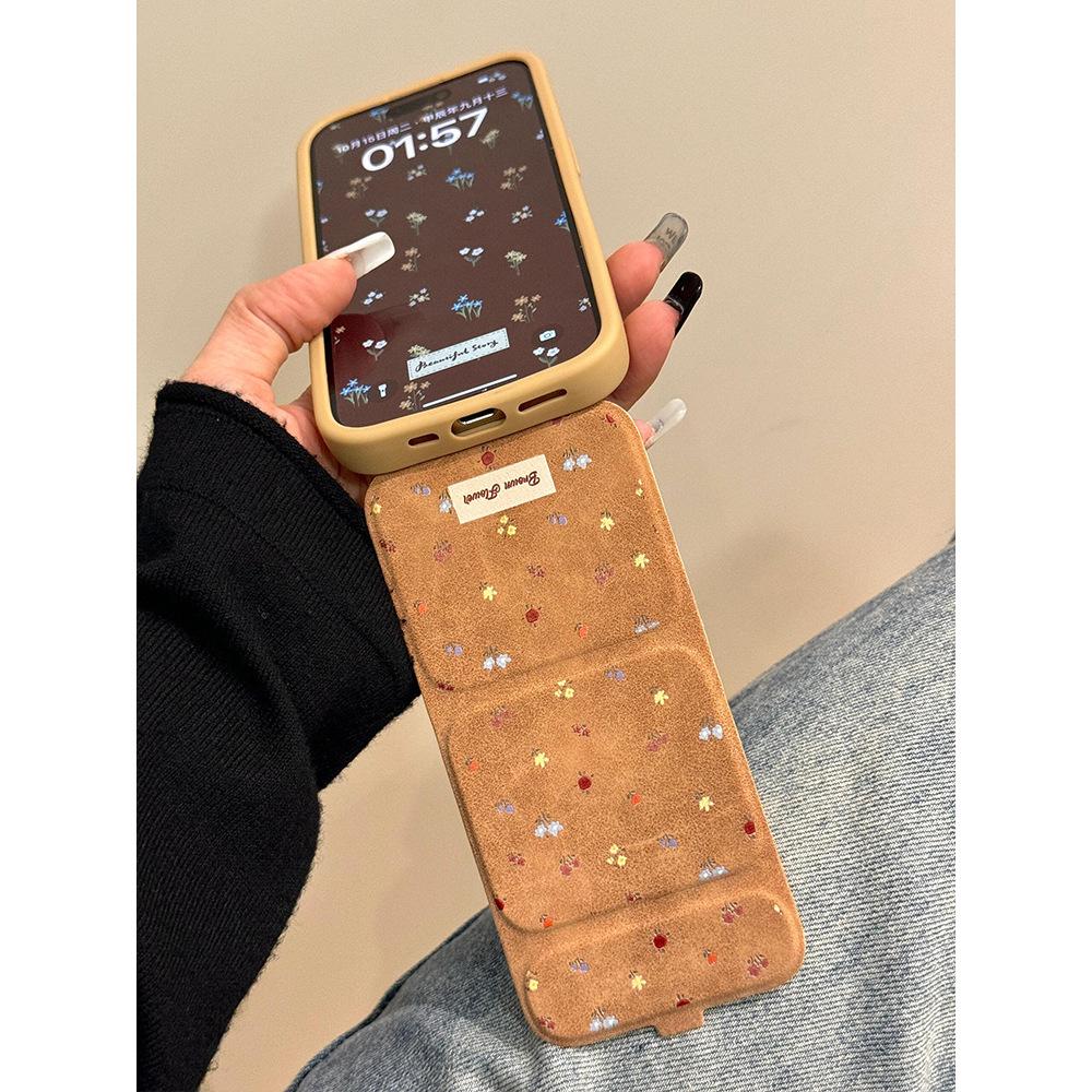 Full Screen Small Florals Suitable for IPhone15promax Mobile Phone Case Apple 16 Folding Bracket 14