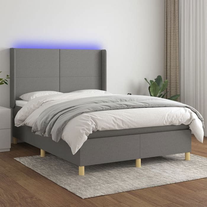 VidaXL Slat Bed Base with Mattress and LED, Upholstered Bed, Double Bed, Adult Bed for Interior Bedroom, 3138718