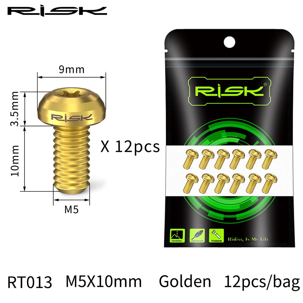 RISK M5x10mm Šroub kotoučové brzdy T25 Torx Titanová slitina Díl pro jízdní kolo MTB Horský kolo Šroub pro upevnění brzdového kotouče Ti 12KS/Sada