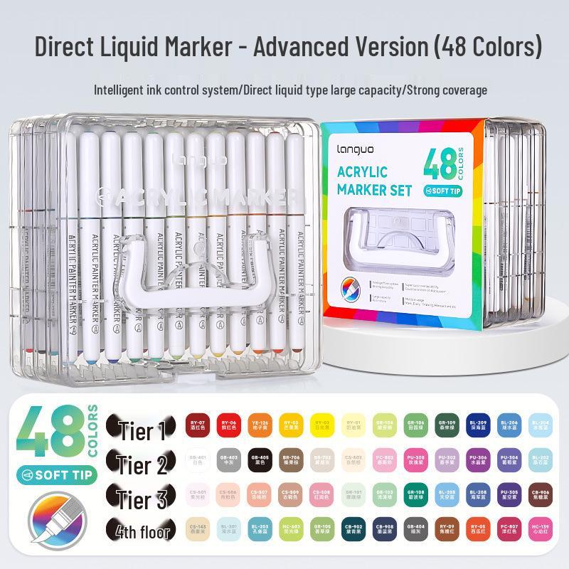 48-Color Blue Fruit Metallic Acrylic Marker Pen Set for Student Art and Drawing