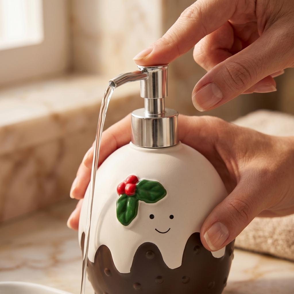 Kreative Eiform-Spenderflasche mit lächelndem Gesicht und dekorativem Blattdesign für den Tisch zu Hause Küchen-Badezimmerzubehör