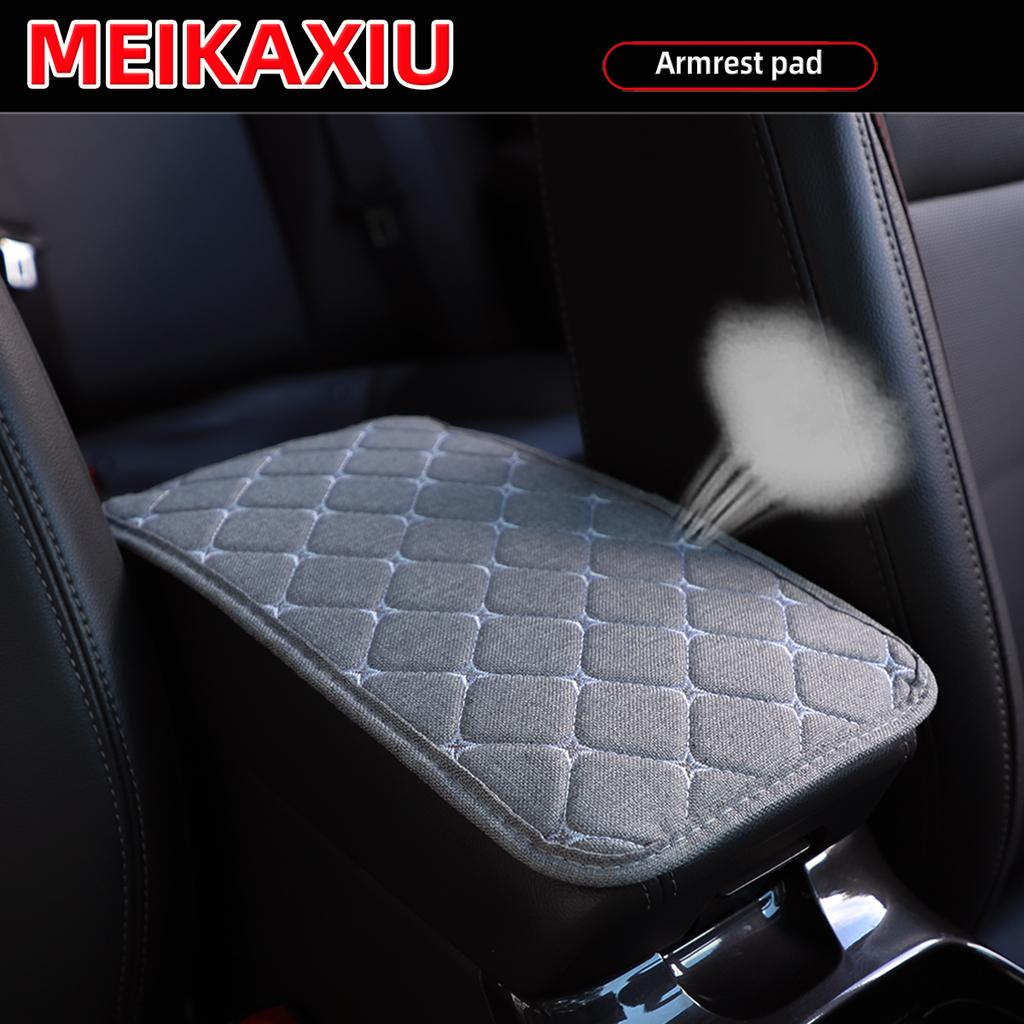 Four seasons General Motors armrest 12.6X7.5 inches Summer linen fabric Breathable embroidered car interiors for women