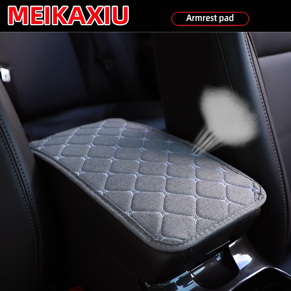 Four seasons General Motors armrest 12.6X7.5 inches Summer linen fabric Breathable embroidered car interiors for women 32cm X19 cm серый
