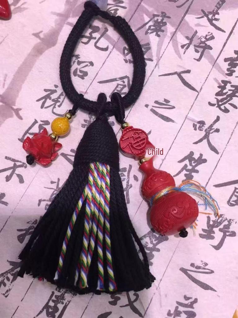 Authentischer Roter Sand Pixiu Drache & Phönix Anhänger: Sieben-Sterne-Schwert Kürbis Stil Auto- & Taschenhänge-Deko