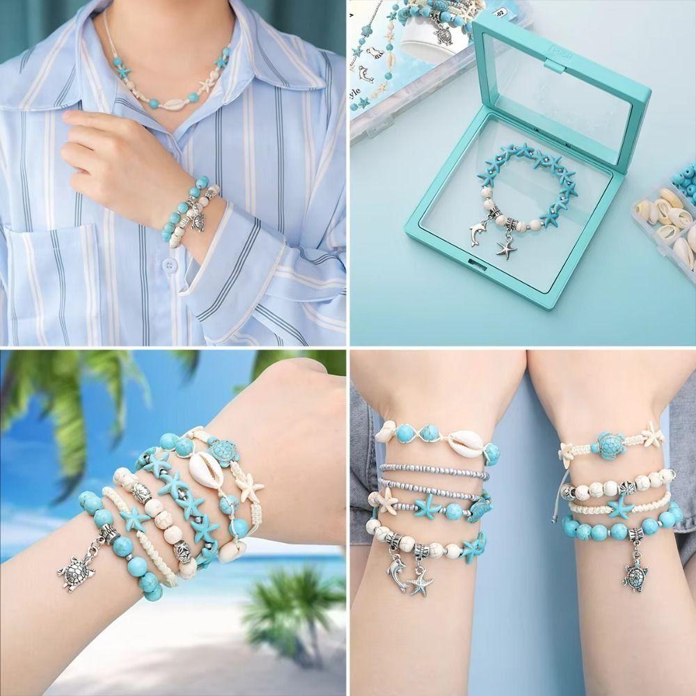 DIY sada na výrobu šperků inspirovaná oceánem Vícebarevné korálky Sada na výrobu náramků Výroba šperků