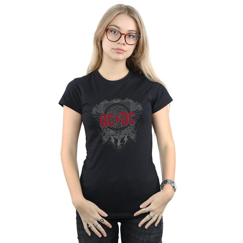 AC/DC Womens/Ladies Black Ice Cotton T-Shirt
