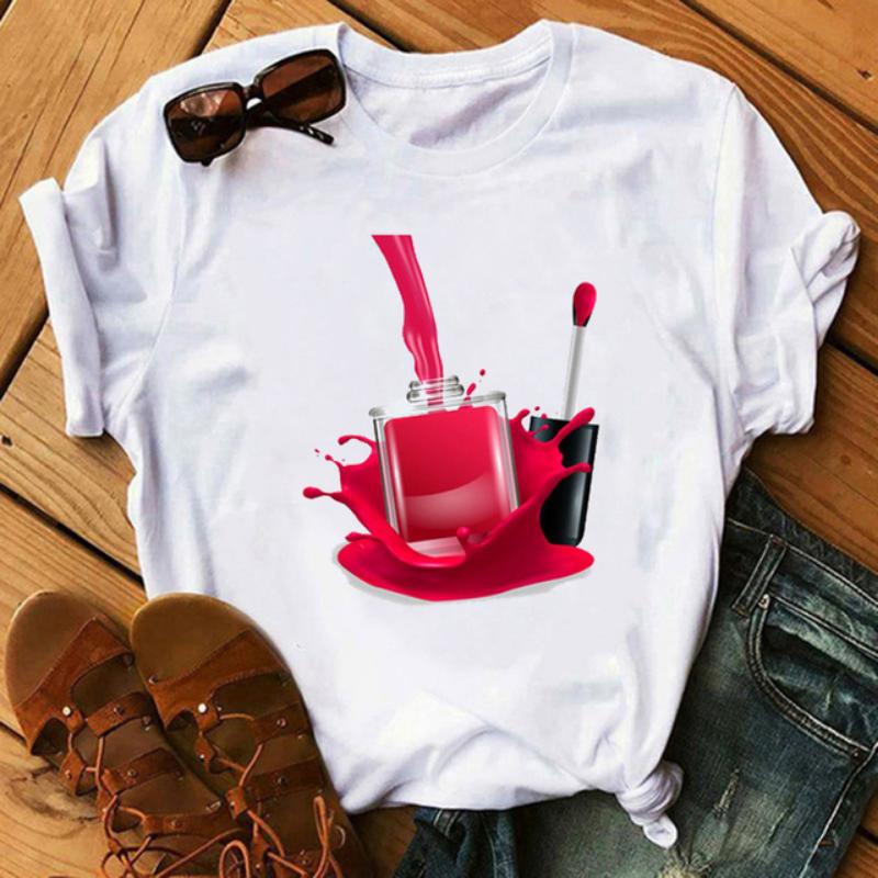 Maycaur Nuova Maglietta da Donna Estiva con Stampa 3D Smalto Colorato per Unghie Maglietta Femme Tumblr Top Maglietta Casual Abbigliamento Femminile Top