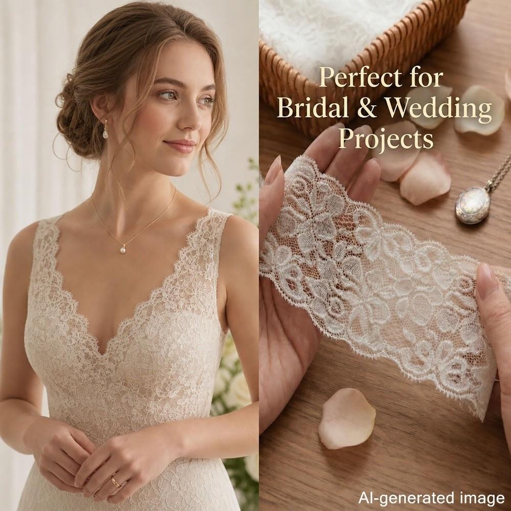 10 Yards Lace Trim Ribbon 2.36 Inch Wide Bridal Lace Ribbon New Floral Lace Trim  For Sewing