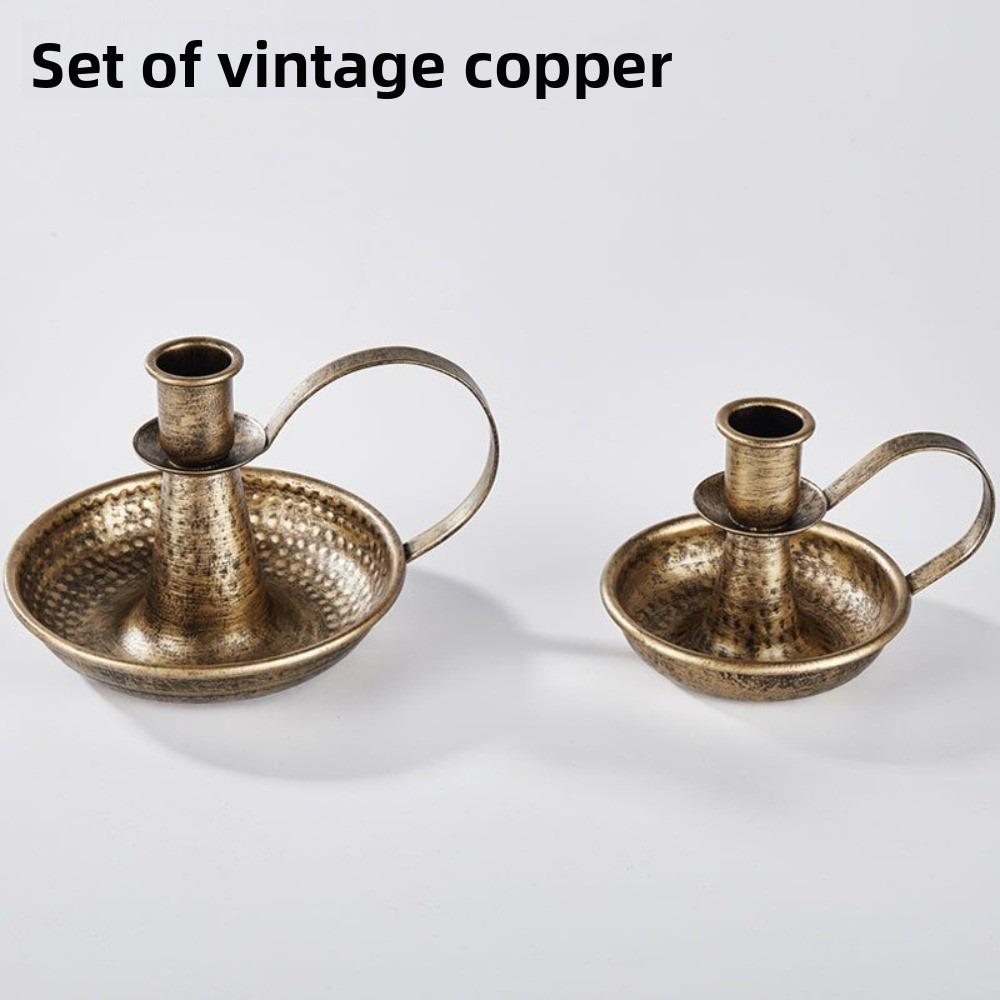 Vintage Elegant Tabletop Candle Holders Metal With Handle Home And Wedding Decoration Candlestick Holder Iron