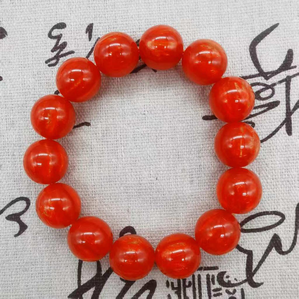 Dragon Tree Blood Sediment Bead Bracelet: Buddhist Beads, Gold Thread, Red Willow - Unisex Cultural Accessory