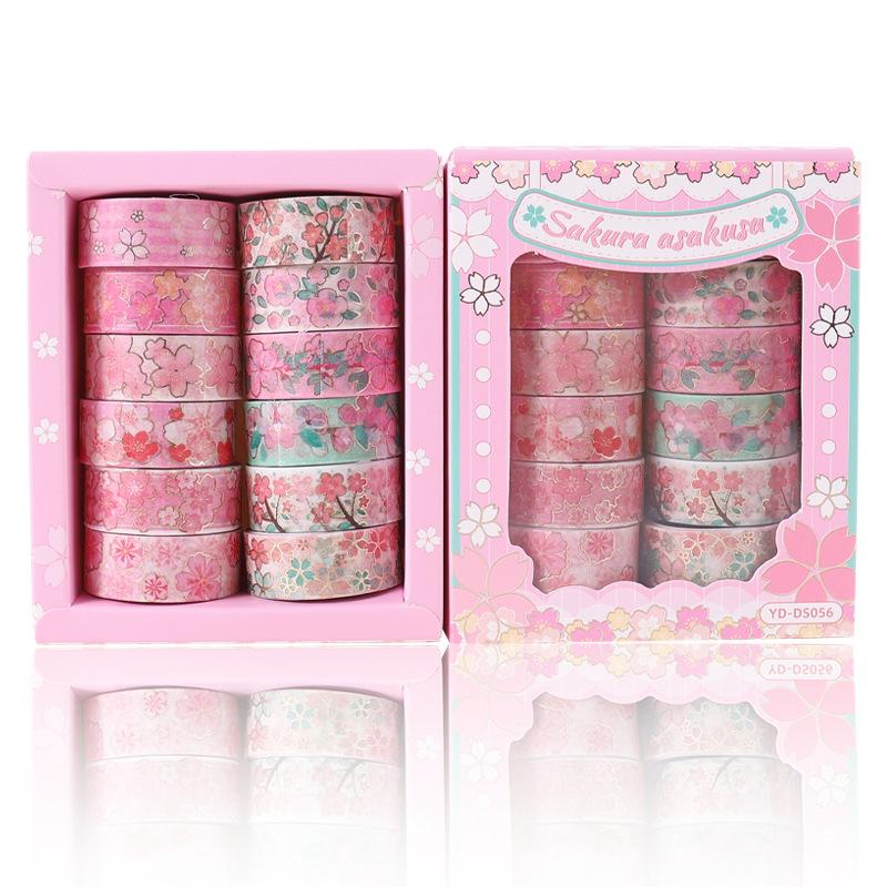 12Pcs Sakura Washi Tape Scrapbooking Supplies Masking Tape Decorativa School Supplies Diary Decoration Washitape