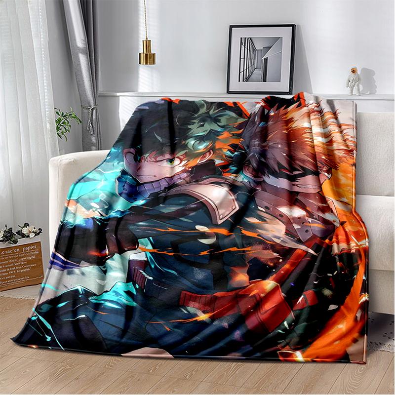 3D My Hero Academia Deku Bakugou Cartoon Anime Blanket,Soft Throw Blanket for Home Bedroom Bed Sofa Travel Picnic Cover Kids