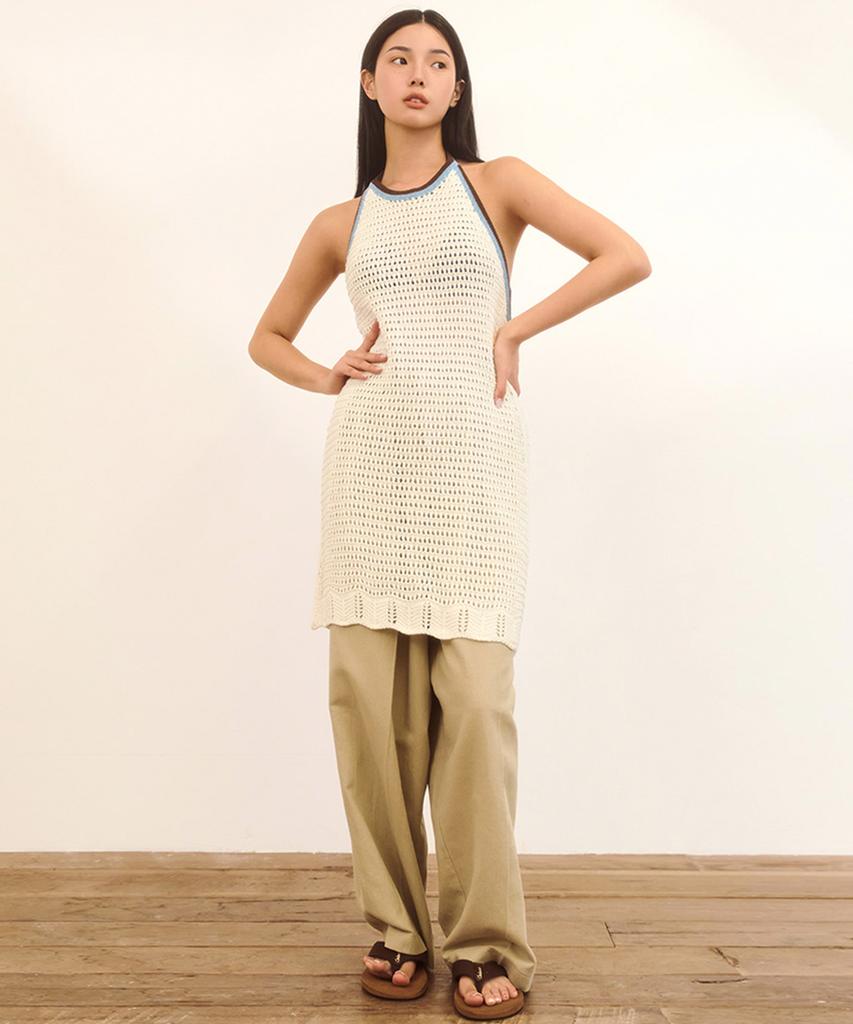 NAKED SURF CLUB Crochet Knit Dress (White)