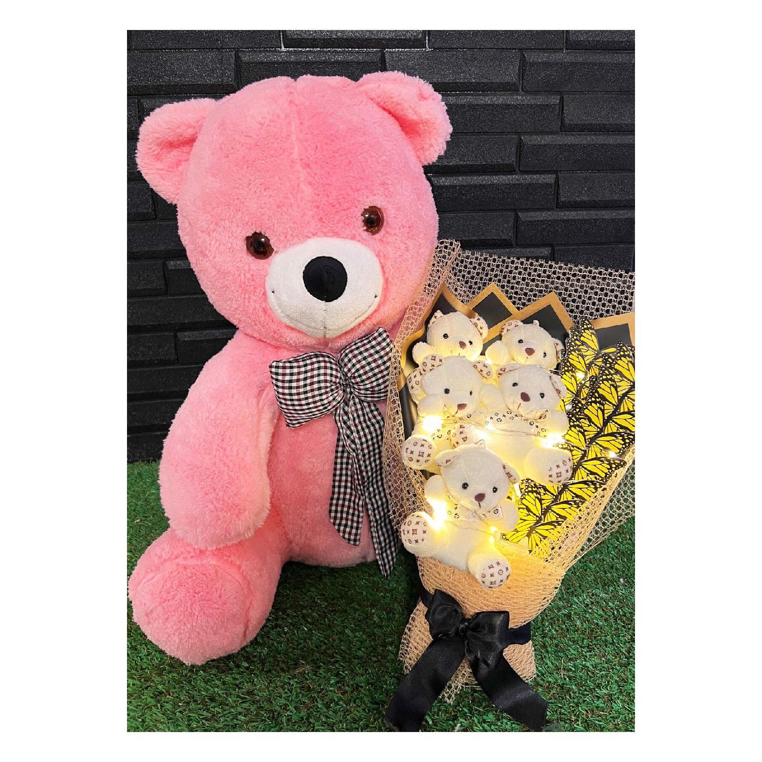 

Подарок для любимого 55см розовый плюшевый мишка и светодиодный букет плюшевого мишки-бабочки