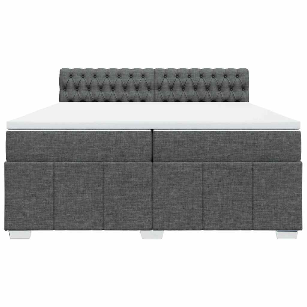 Box Spring Bed with Mattress Dark Gray 200x200 cm Fabric