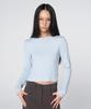 320 Showroom Tencel Wool Blend Soft Ribbed Crop T-Shirt Skyblue