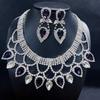 New Fashionable European and American Exaggerated Handmade Rhinestone Colored Crystal Necklace Earring Set Bridal Dress Jewelry