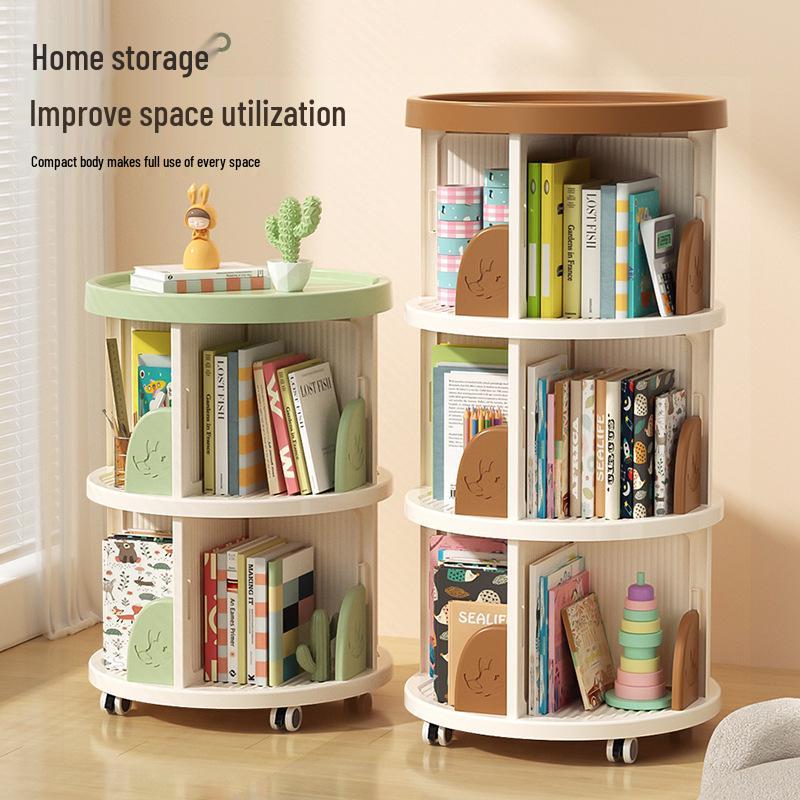 Children's Rotating Multi-layer Bookshelf & Storage Cabinet for Kitchen or Living Room