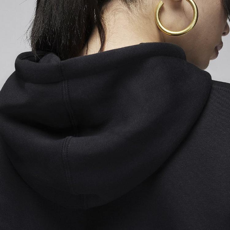 Jordan Alphabet Print Loose Long Sleeve Hoodie Women Tops Black FN5435-010