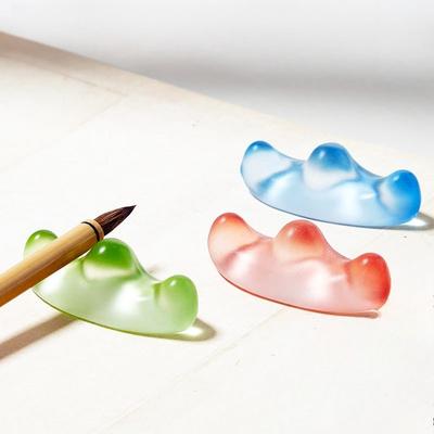 Crystal Glass Brush Rest Calligraphy Pen Holder for Chinese Painting Ink Writing Desk Accessory Beginner Gift
