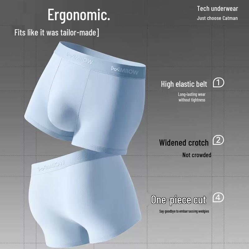 MaoRen Men's Antibacterial Cotton Boxer Briefs 4-Pack